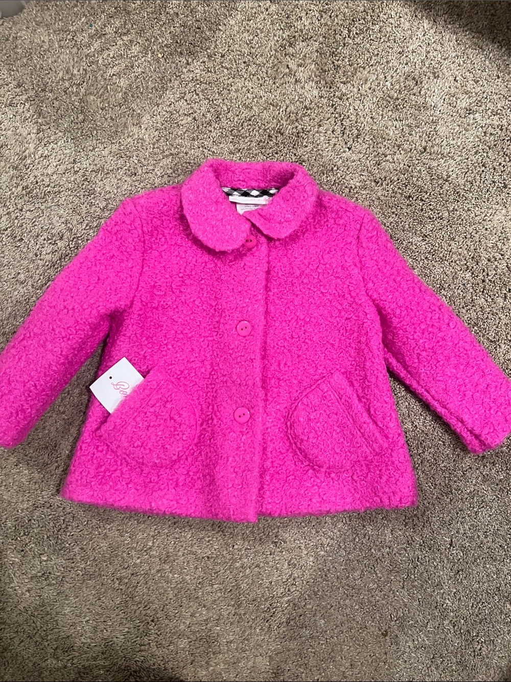 Bonnie Baby Bright Pink Faux-Sherpa Pea Coat